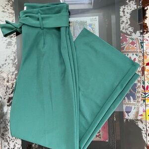Leith Women’s High Waisted Belted Dress Pants - Green | Sz: M